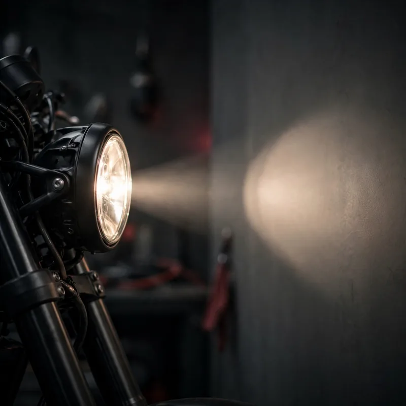 Low beam aimed slightly down
