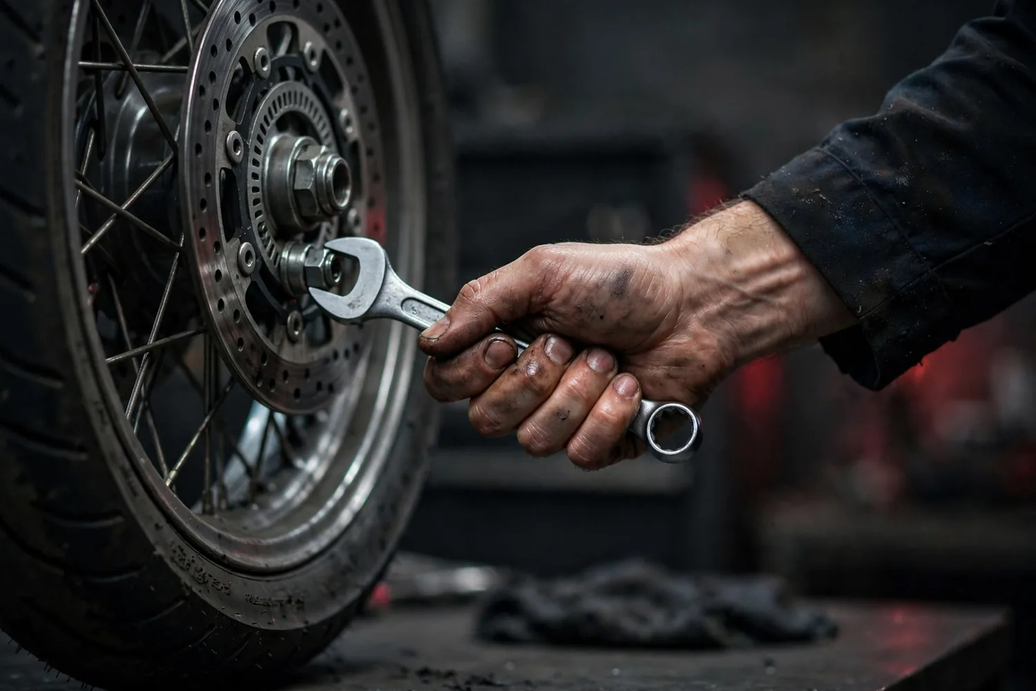 Hands working on a wheel